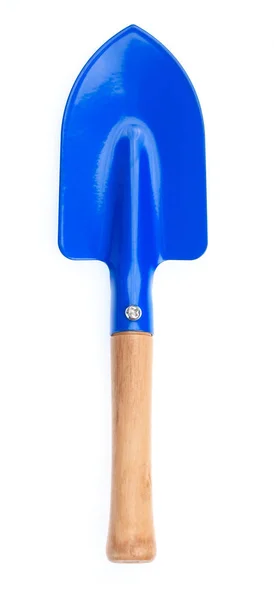 Steel shovel with a wooden handle isolated on a white background — Stock Photo, Image