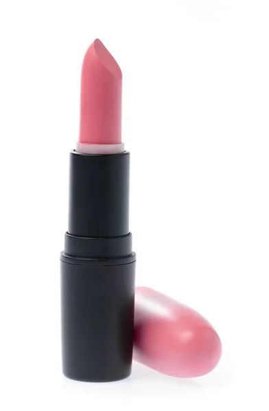 Nude lipstick tube isolated on white background. Pink lipstick. — Stockfoto