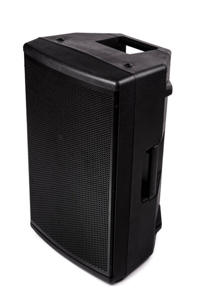 Dark speaker, loudspeaker isolated on white background