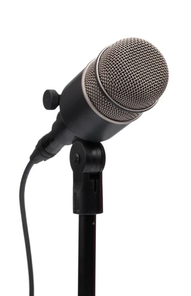 Конденсатор Микрофон с подставкой изолирован на белом фоне — стоковое фото