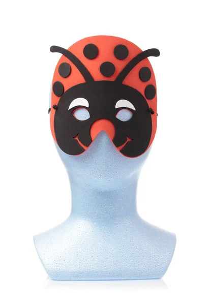 Ladybug carnival mask with mannequin head isolated on white back — 图库照片