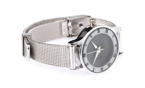 Montre bracelet argent isolé sur fond blanc — Photo