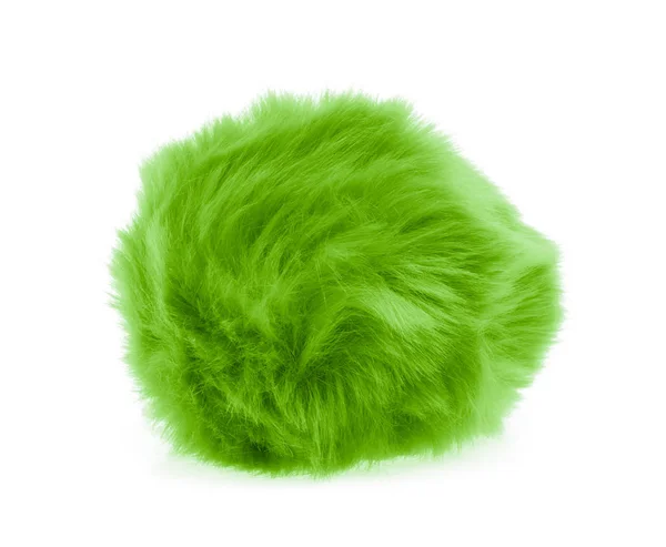Зеленый меховой шар на белом фоне — стоковое фото