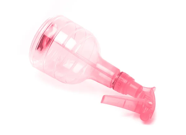 Růžová Plastová láhev sprej pistole. Objekt izolovaný na bílé b — Stock fotografie