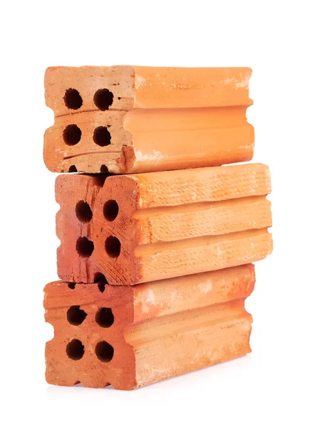 Beyaz arkaplanda kırmızı tuğla izole edildi