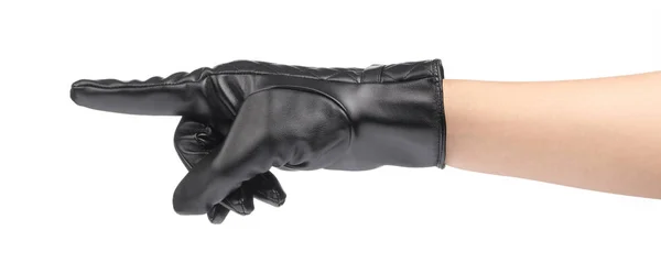 Символ действия руки с черными зимними кожаными перчатками — стоковое фото