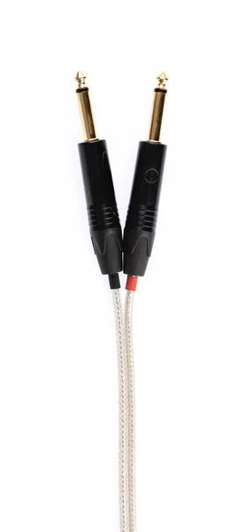 Two jack stereo audio cable  isolated on white background — 스톡 사진