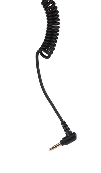 3.5mm Audio Microphone Cable Adapter isolated on white backgroun — 스톡 사진