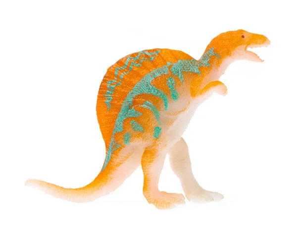 Spinosaurus hecho de plástico. juguete de dinosaurio aislado en blanco —  Fotos de Stock