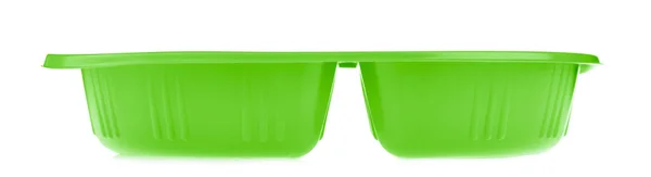 Зелений пластиковий харчовий контейнер ізольований на білому тлі — стокове фото