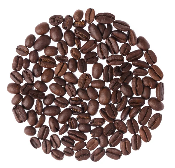 Círculo de granos de café aislados sobre fondo blanco — Foto de Stock