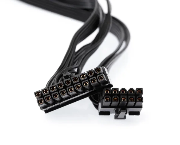 Napájecí kabel 30cm duální napájecí zdroj Psu 24 pin izolovaný na bílém — Stock fotografie