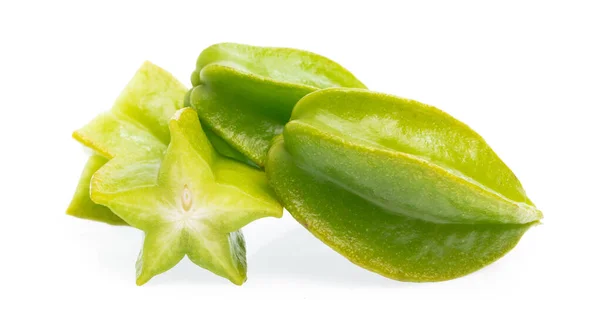 Slice of fresh carambola, star fruit isolated on white backgroun — Stockfoto