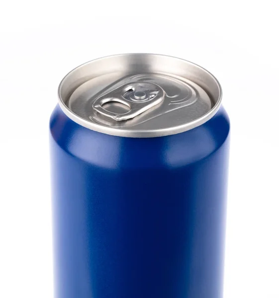 Latas de aluminio azul aisladas sobre fondo blanco —  Fotos de Stock