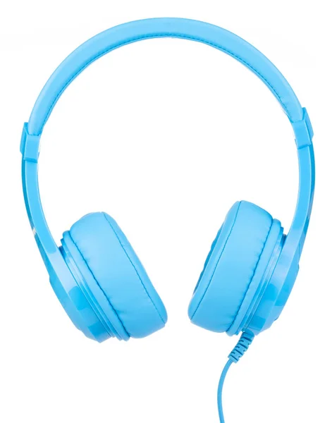 Niebieskie słuchawki izolowane na białym tle — Zdjęcie stockowe