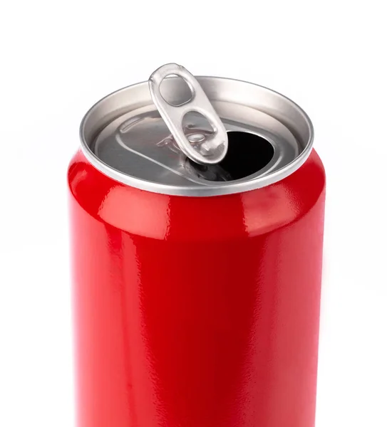 Latas de aluminio rojo aisladas sobre fondo blanco —  Fotos de Stock