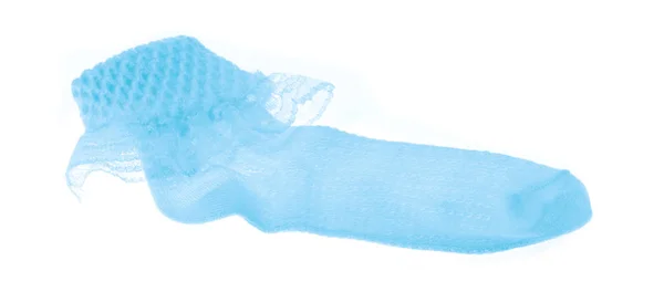 blue sock with lace isolated on white background.