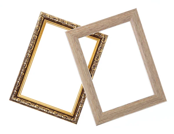 Wood frame border design is patterned isolated on white backgrou — ストック写真