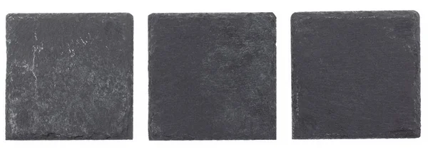 Piedra negra vacía rectangular, plato cuadrado aislado en bac blanco —  Fotos de Stock