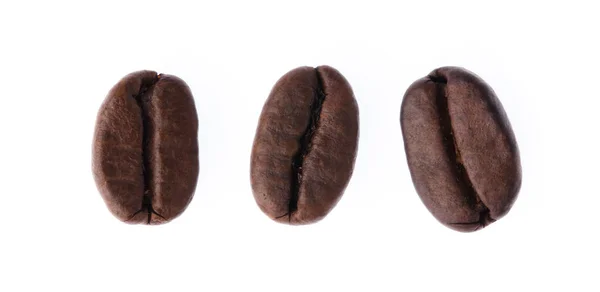 烘培咖啡豆隔离在白色背景上的集合 — 图库照片