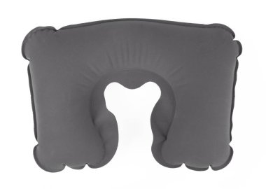 Beyaz arka planda gri boyun yastığı izole