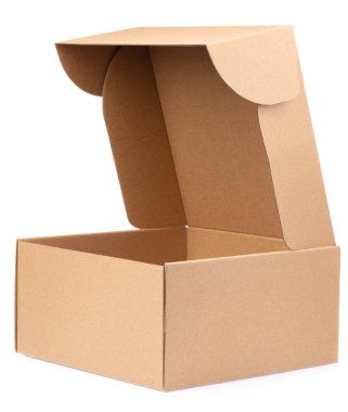 brown paper box package isolated on white background