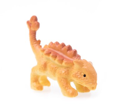 Dinosaur Ankylosaurus made out of plastic. dinosaur toy isolated