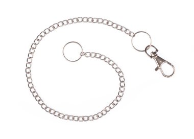 Long chain of keychain strap isolated on white background
