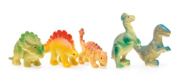set of dinosaur toy isolated on white background