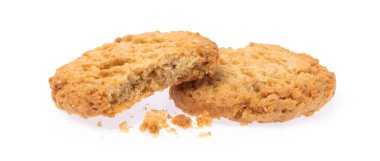 close up of biscuit cookies isolated on white background