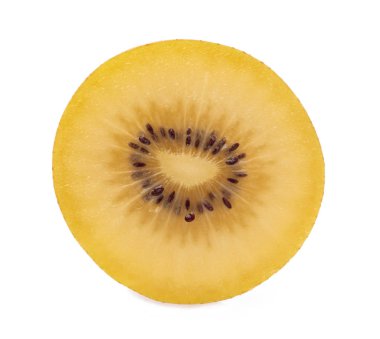slice gold kiwi isolated on white background