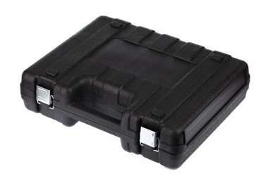 Beyaz arkaplanda izole edilmiş ekipmanlar için plastik kutu 