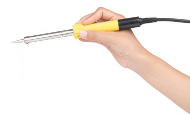 Beyaz arkaplanda lehimleme demiri izole edildi.