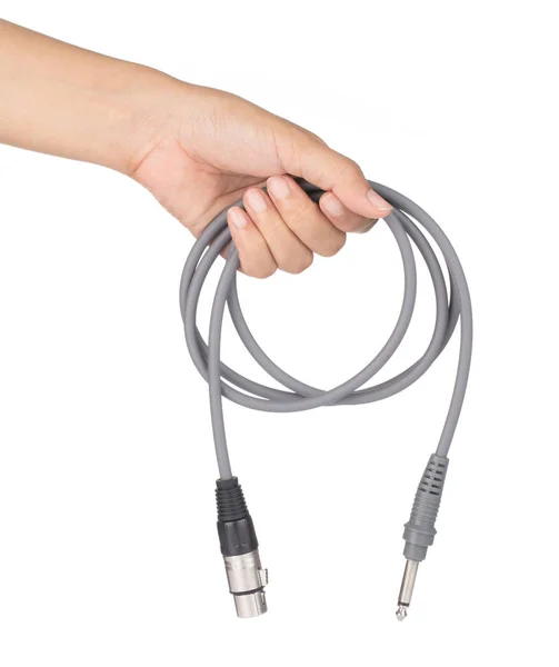 Cable de audio estéreo XLR a jack aislado sobre fondo blanco — Foto de Stock