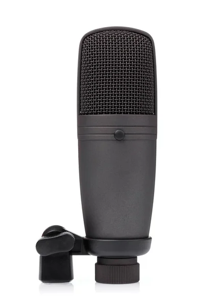Um microfone condensador isolado sobre fundo branco. — Fotografia de Stock