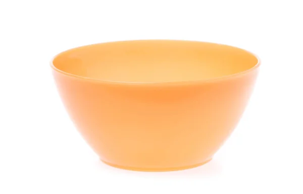 Empty orange plastic bowl isolated on white background — Stock Photo, Image