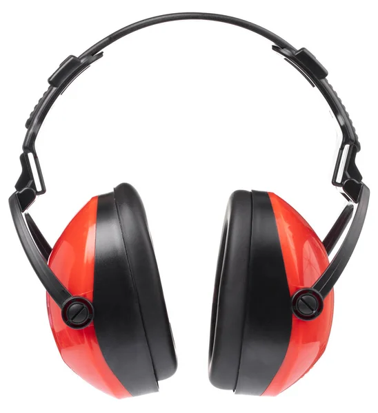 Auriculares rojos aislados sobre fondo blanco —  Fotos de Stock