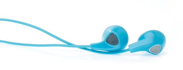 Blue Earphones isolated on a white background — Stock Photo, Image