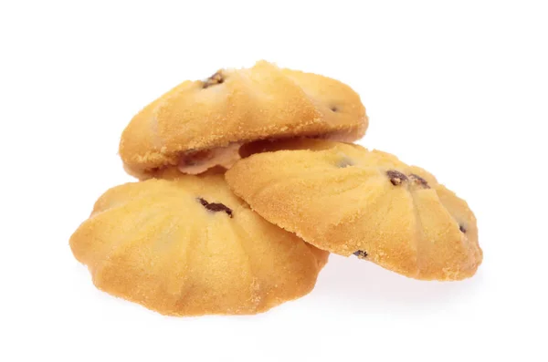 Bolos Biscoitos de chocolate chip isolado no fundo branco — Fotografia de Stock