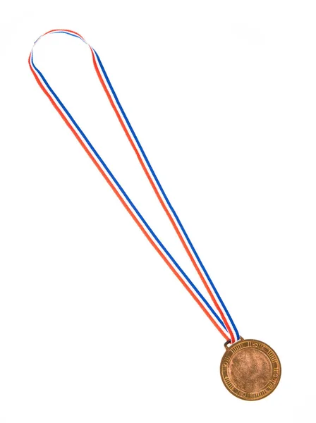 Golden medal is medal awarded isolated on white background. — ストック写真
