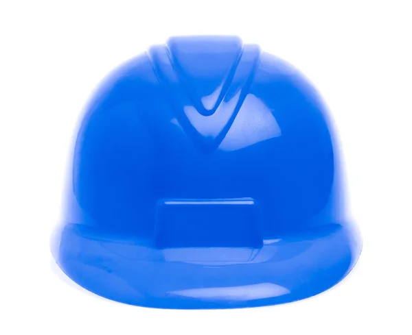 Capacete de proteção azul isolado no fundo branco — Fotografia de Stock