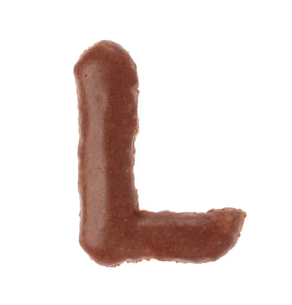 Вкусный алфавит Письмо L печенье изолированы на белом фоне — стоковое фото