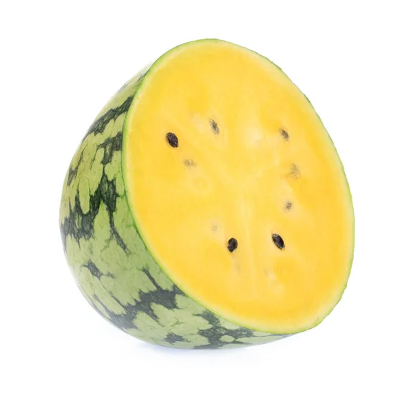 Yellow watermelon slice isolated on white background — Stock Photo, Image