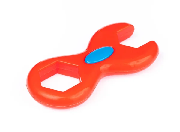 Plastic adjustable spanner toy isolated on white background — Stock Photo, Image