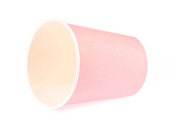 白地に孤立した紙コップのピンク — ストック写真