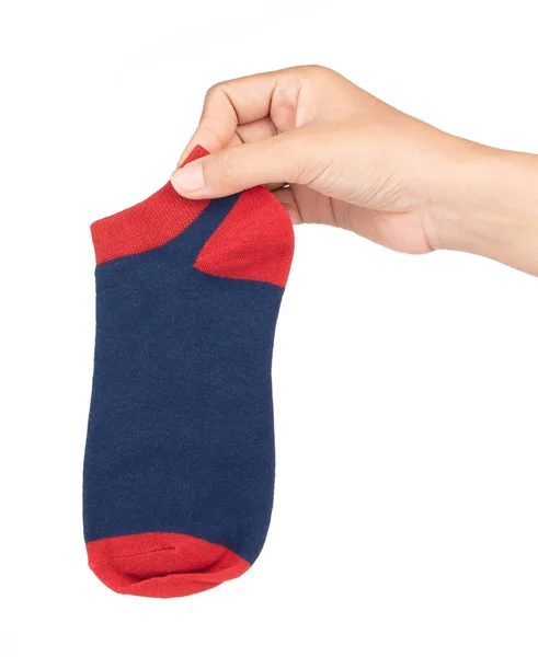 Hand hält kurze Socken isoliert auf weißem Hintergrund — Stockfoto