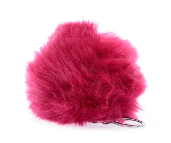 Pink Fur ball isolated on white background — 图库照片