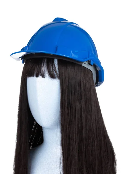 Safety helmet on mannequin head isolated on white background — 图库照片