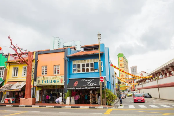 Singapore - 18 februari 2017: färgstark byggnad i China Town i — Stockfoto