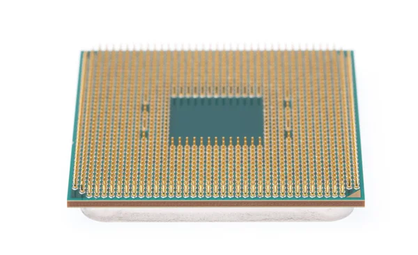Мікрочіп процесора ізольовано на білому фоні — стокове фото